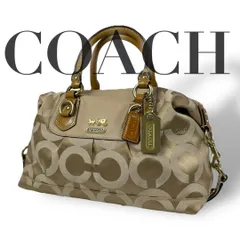 良品 4952 COACH コーチ 2wayハンドバッグ キャンバス ベージュ