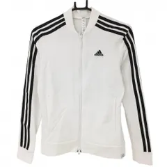 アディダス ジャケットブルゾン 白×黒 袖3ライン ストレッチ レディース M ゴルフウェア 2022年モデル adidas