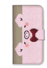 iPhone12 Pro Max ケース 手帳型 アイフォン12 プロマックス スマホケース リボン 可愛い ウサギ うさぎ ブタ くま 柴犬 猫 ペンギン パンダ 小鳥 インコ  イラスト パステル調 クレヨン カラー06