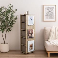 ブックシェルフ 幅36cm 回転式 5段タイプ 本棚 回転本棚 可動棚 ディスプレイラック マンガ収納 雑誌収納 収納棚 収納家具 スリム 省スペース シンプル おしゃれ かわいい リビング ワンルーム 1人暮らし