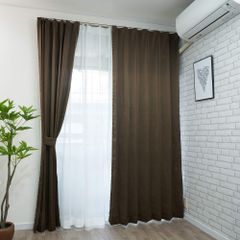 新品 cloth shop 布や カーテン 防炎 遮光性 おしゃれ 幅100cmx丈135cm 1枚入 [防炎カーテン ブラウン]