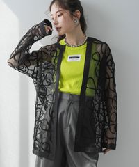 夢展望公式 [新品未使用] コード刺繍メッシュカーデ [ブラック] 他カラー別ページ有 bohmal カットソートップス カットソーカーディガン（長袖） 535400-02