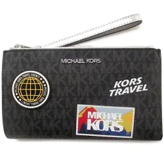 【新品 未使用】MICHAEL KORS マイケルコース アウトレット 財布 ジェットセット トラベル ダブルジップ 長財布 スマホケース 35R5STVW3B BLACK