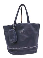 Kitamura キタムラ ミニポーチ付き 本革 レザー トート バッグ 濃紺 ■■ レディース