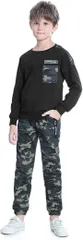 LOLANTA 子供服 セットアップ 半ズボン 男の子 Tシャツ 上下セット キッズ 迷彩 普段着( ブラック,  160)