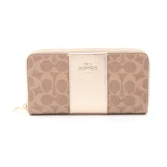コーチ COACH ラウンド長財布 ボックスド シグネチャー ロング ジップ アラウンド ウォレット CX178IMXD3 ベージュ PVCコーティングキャンバス レザー ラウンド長財布 レディース 新品