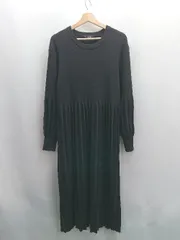 ◇ ⊇ TRUBE トゥルベ ハイゲージ ニット パフスリーブ 長袖 ロング ワンピース サイズ表記なし ブラック レディース E  【1504240003986】