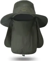 緑　サファリハット つば広 帽子 メンズ 超軽量 吸湿速乾 メッシュ UVカット