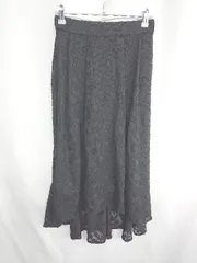 ◇ Andemiu アンデミュウ 花柄 ロング丈 フレア スカート サイズF ブラック レディース E  【1407180001589】