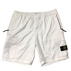 STONE ISLAND(ストーンアイランド) 21SS  bermuda shorts OLD加工ブロークンツイル ストレッチコットンショーツ 7415L0904 W40 ホワイト ショート ハーフ パンツ