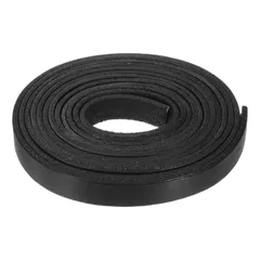 uxcell 2 M 12mm 平革紐 レザーストリップ 2mm厚さ レーシングストリング DIY 工芸品作り ブレスレット 財布 ストラップ用 ブラック