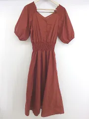 ◇ w closet ダブルクローゼット ウエストシャーリング 五分袖 膝下丈 ワンピース サイズF ブラウン系 レディース P  【1301250006507】のサムネイル