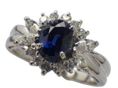 サファイア ダイヤモンドリング Pt900 5.92g 12号 GRJソーティング付き　Jewelry Sapphire1.01ct Dia0.45ct Ring