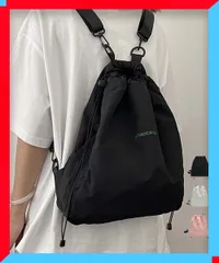 新品 レディース ナップサック 巾着リュック ボディバッグ おしゃれ デイパック お出かけバッグ 軽量 ナイロンリュック 黒【送料無料】