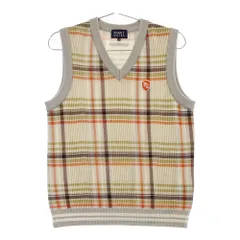 サイズ：0 PEARLY GATES パーリーゲイツ  Vネック ウール ニットベスト チェック柄 ベージュ系 [240101302804] ゴルフウェア レディース ストスト