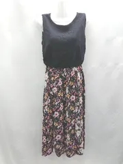 ◇ ⊂ Andemiu 花柄 袖なし ロング ワンピース サイズF ブラック レディース E  【1503060033975】