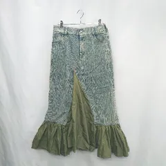 ◇ ⊇ 4karo1 後ろウエストゴム ロング丈 フレア スカート サイズ表記なし グリーン系 レディース E  【1502180007118】