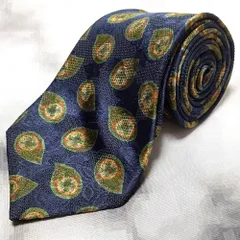 ランバン LANVIN 良品 微光沢 ネクタイ フランス製 シルク100% パターン柄 濃紺系 ネイビー系 M-009063 ゆうパケット