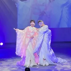 実例写真！チュール打掛　着物　オーバードレス　レース羽織　ウエディングドレス　お色直し うす衣 花嫁和装 色打掛  ピアノ演奏会/音楽会