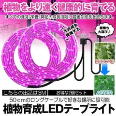 2個セット 植物育成ライト 3ｍ USB LEDテープライト USB給電 植物成長促進 光合成 家庭菜園 多肉植物 ライト 水耕栽培 観葉植物 野菜 室内 SODATU ネコポス