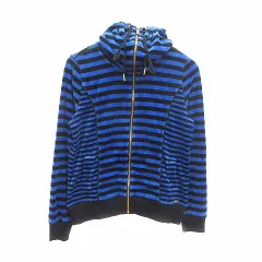 カルバンクライン CALVIN KLEIN フリースジャケット ボーダー 長袖 S 青 ブルー 黒 ブラック /YKのサムネイル