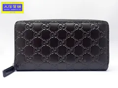 GUCCI グッチ グッチシマ シグネチャー ラウンドジップ ウォレット 307987 ブラック 長財布 中古B+ 【送料無料】 A-8520【質屋出品】