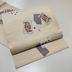 ★未使用　美品　洒落袋帯　トランプ　白地　かわいい★ r1016