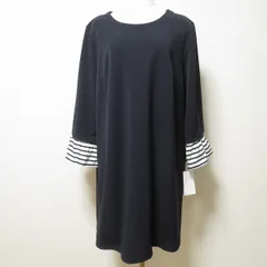 #anc ローズティアラ Rose Tiara ワンピース チュニック 46 紺 白 フリル リボン ボーダー 大きいサイズ レディース [952348]