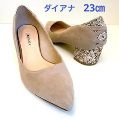 ダイアナ　ローヒール パンプス グリッター ベージュ