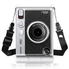Rieibi FUJIFILM instax mini Evo透明ケースショルダーストラップ付き チェキEvo カメラケース チェキエボケース カメラ保護バッグ instax mini Evoケース ハード 傷つけ防止 軽量 全面保護 クリスタルシェル PV