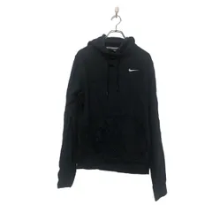 NIKE ロゴ スウェット パーカー S ナイキ ブラック ホワイト シンプル 刺繍 ポケット プルオーバー 古着卸 アメリカ仕入 a603-6592