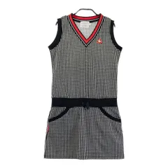 サイズ：M LE COQ GOLF ルコックゴルフ  Vネック ノースリーブワンピース 総柄 ブラック系 [240101336820] ゴルフウェア レディース ストスト