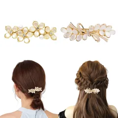 【特価商品】パール 前髪ピン クリスタル ヘアピン 前髪 髪飾り バレッタ ヘアアクセサリー 可愛い おしゃれ 上品 (2枚セット) 結婚式 母の日 プレゼント ヘアクリップ パーティー 成人式 和装 浴衣 Doyime 入学式 レディース 髪留め