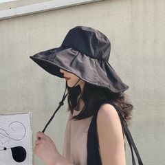 帽子 レディース UVカット バケットハット 遮光 100％ 紫外線遮断率 99.9% 大きいサイズ つば広 小顔 あご紐 飛ばない 日よけ 折りたたみ シンプル 無地 レディース おしゃれ アウト