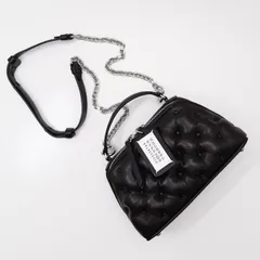 MAISON MARGIELA メゾン マルジェラ ハンドバッグ「グラム スラム」エンブロイダリー トラペゾイド バッグ SB1WG0065 P6434 レディース ブラック レザー ショルダーバッグ