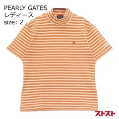 PEARLY GATES パーリーゲイツ ハイネック半袖Tシャツ ボーダー柄 オレンジ系 2 [240101026972]#