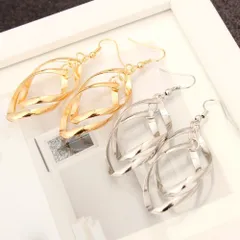 菱形ピアス レディース シルバー(#2) 多層イアリング ぶらさがりアクセサリー 耳飾り