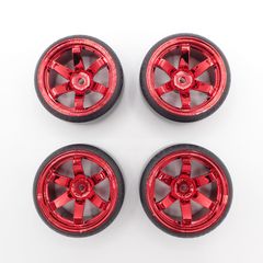ドリフトタイヤ・ホイール4本セット レッドメッキ ラジコン