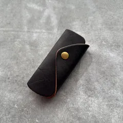 【丘染めブラック】本革 2重リングキーケース　国産レザー　ハンドメイド　真鍮金具　キーリング　キーホルダー