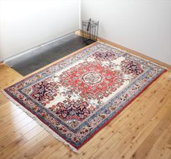 ペルシャ絨毯　トライバルラグ　　ハメダン リビング ラグ　188x130cm 幾何学模様 ひし形　NT13470