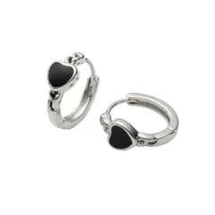 【シルバー×ブラック×ピアス】[Cream dot. クリームドット公式] ピアス レディース  フープ 金属アレルギー ニッケルフリー ハート チェーン 小ぶり 中折れ キャッチレス 開閉式 大人 