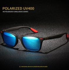 激安 新品 送料込み UV400 偏光レンズ ミラー サングラス 黒/青