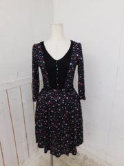 C210 シンシアローリー ワンピース 花柄 サイズ2 CYNTHIA ROWLEY ブラック レディース