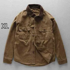 [XL]春 コーデ メンズ 用 服 シンプル ファッション オシャレ 大人 かっこいい 大きいサイズ ストリート 紳士服 アミ カーキ ヘビーデューティ ウォッ シュド ワーク シャツ ジャケット タフ ハンティング スーツ コットン 長袖 