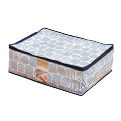 毛布収納袋 北欧柄 約70×53×24cm アイメディア 収納目安 毛布3〜4枚 透明 窓付き 不織布 収納 保管 押入れ クローゼット 布団収納ケース 布団収納  毛布 収納ケース タオルケット 収納ボックス 収納袋 持ち手付き