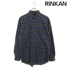 美品】BALENCIAGA 長袖ネルシャツ 44 青と黒のチェック メンズ