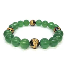 10mm 四神獣金彫オニキス×緑瑪瑙 パワーストーン ブレスレット天然石 運気上昇 開運 金運 恋愛運 お守り 青龍 白虎 玄武 朱雀 メンズ・レディース　男性・女性　数珠ブレス　開運  [l]　シンプル