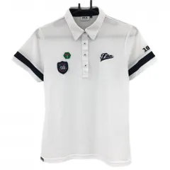 フィラゴルフ 半袖ポロシャツ 白×ネイビー 胸ワッペン  レディース L ゴルフウェア FILA GOLF