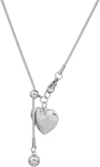 AREUM ハートネックレス シルバー ステンレス 前留め 垂れ下がり 人気デザイン 高見え おしゃれ(シルバー,  中)