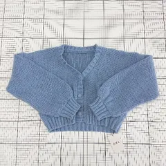 ◇ ⊆ GRL グレイル ショート丈 長袖 ニット カーディガン サイズM ブルー系 レディース E  【1509100082194】
